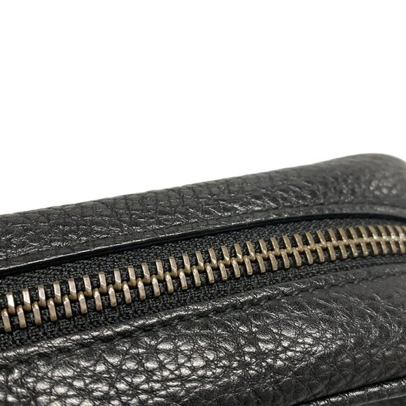 Auth GUCCI Double G 347994 Black Leather Shoulder Bag - Picture 12 of 16